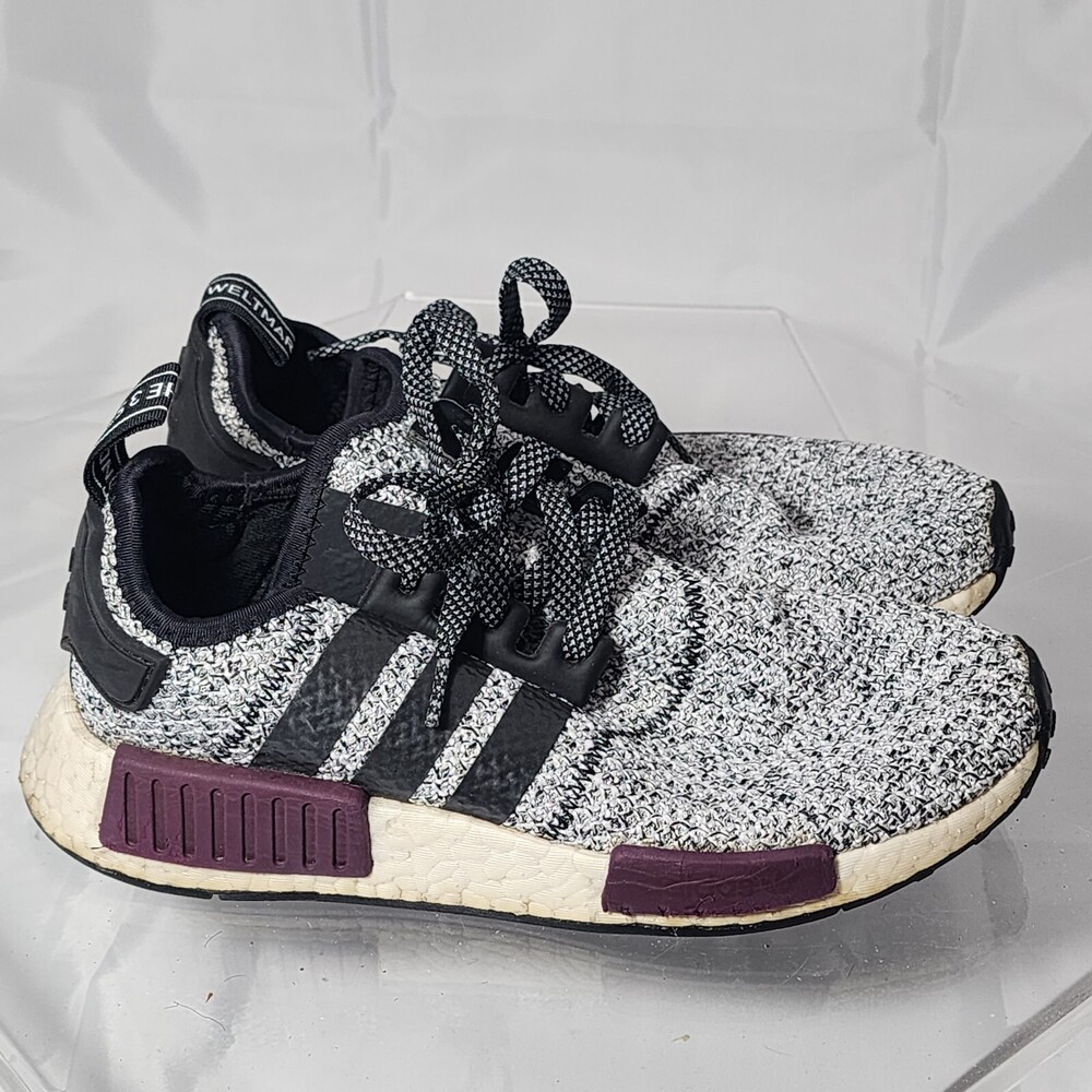 Adidas Originals Men 5.5 NMD R1 Champs Gray Black Purple Boost Sneakers BA7841